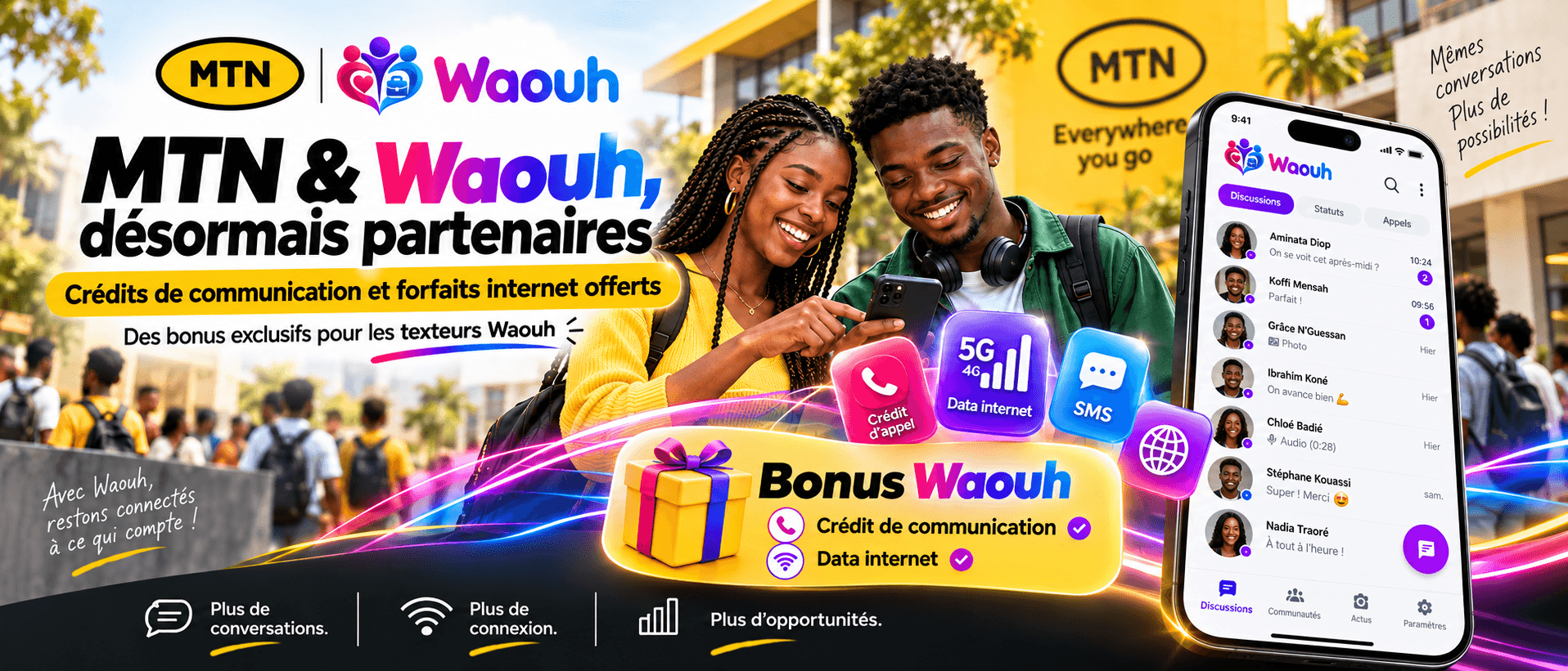MTN et Waouh, désormais partenaires — crédits de communication et forfaits internet offerts