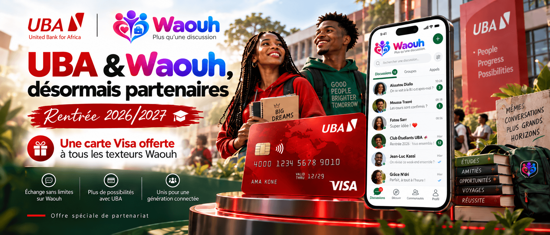 UBA et Waouh, désormais partenaires — une carte Visa offerte à la rentrée 2026/2027