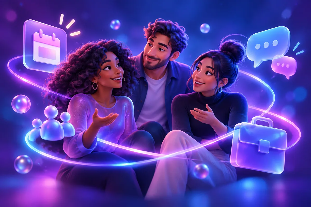 Un groupe de personnes réuni autour d’opportunités et de discussions